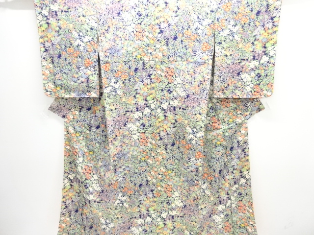 草花模様小紋着物